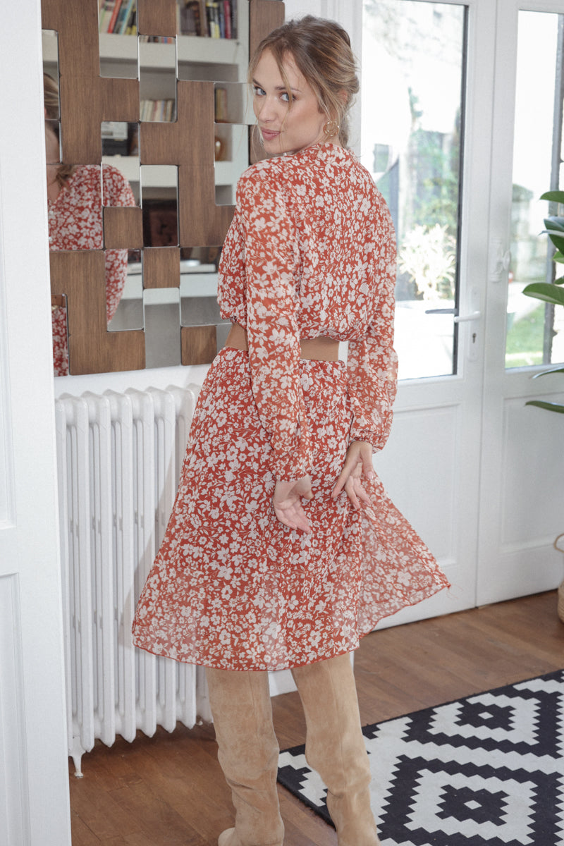 Actuelle - Mid Length Flower Print Dress - 23h103