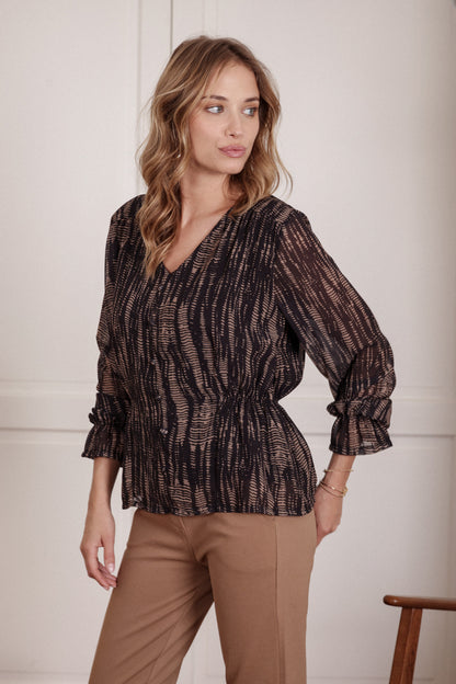 Actuelle - V-Neck Snake Print Blouse - 23h117