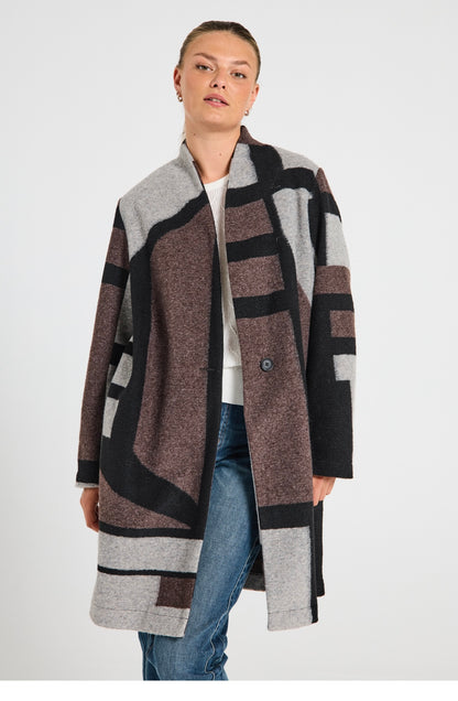 Freequent - Coat with Jacquard Pattern - 204813