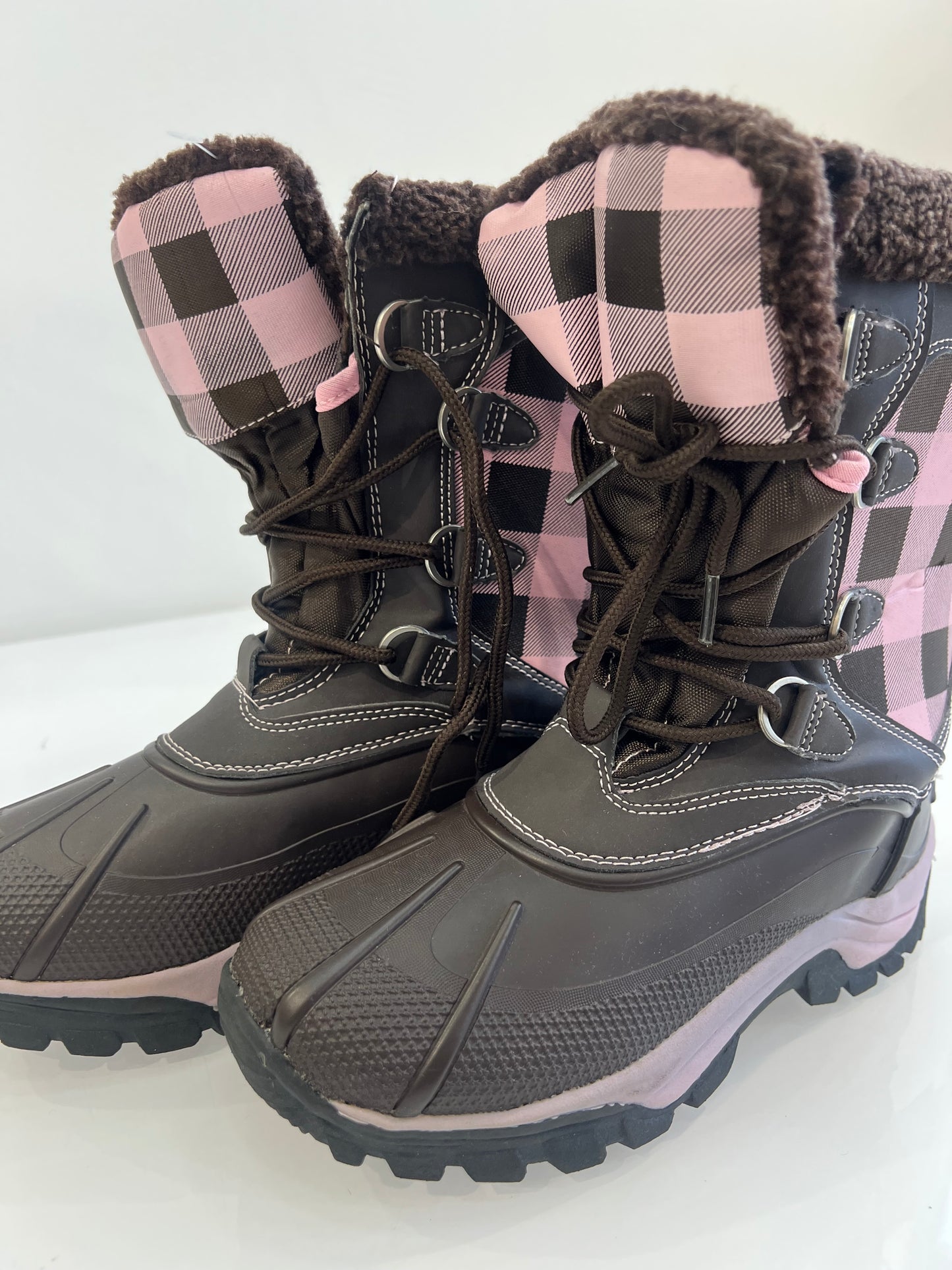 Lipstick – Check Snowboots – Womens – Pink / Brown