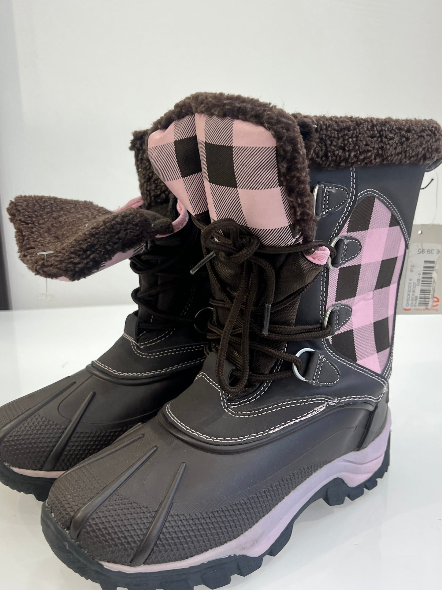 Lipstick – Check Snowboots – Womens – Pink / Brown