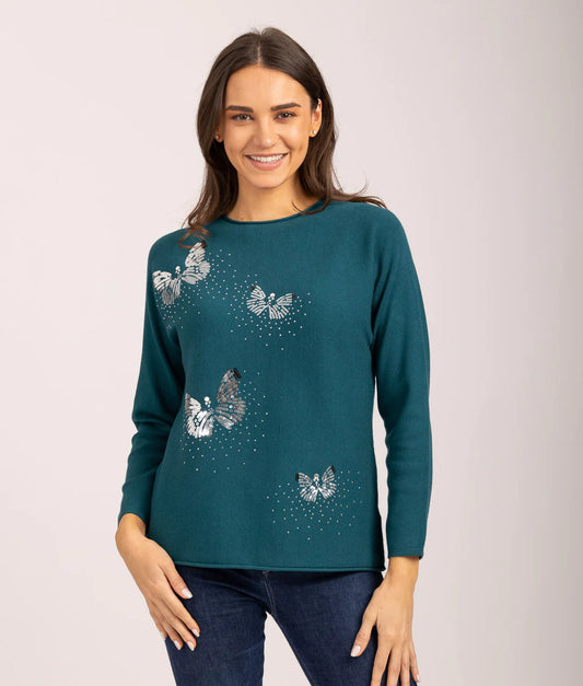 Mudflower - Butterfly Embellished Jumper - 944