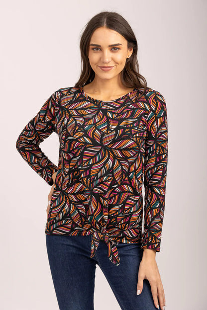 Mudflower - Abstract Leaf Print Tie Top - 691