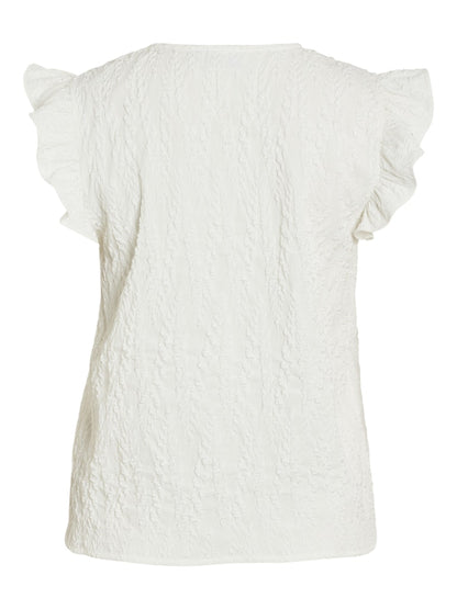 Vila - Suna Cap Sleeved V-Neck Top - 14101895