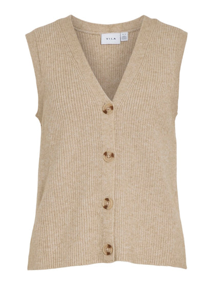 Vila - Ril V-Neck Buttoned Sleeveless Vest - 14102817