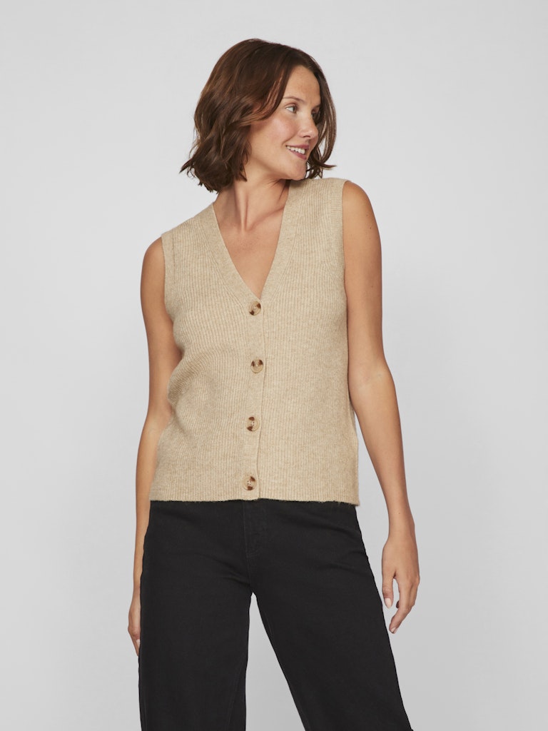 Vila - Ril V-Neck Buttoned Sleeveless Vest - 14102817