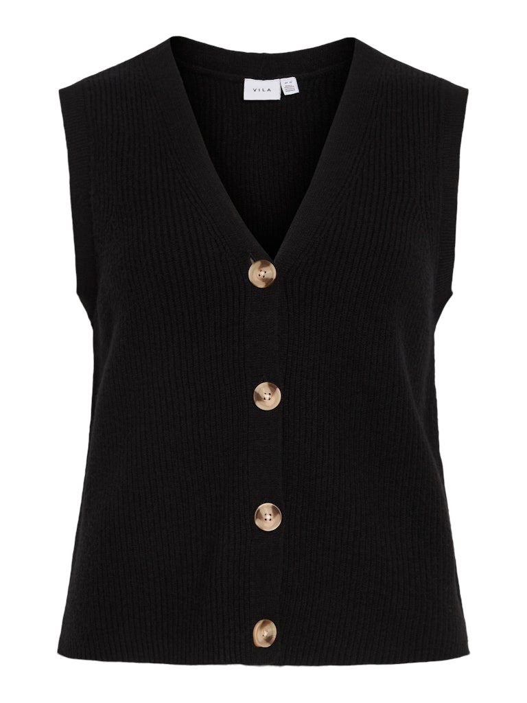 Vila - Ril V-Neck Buttoned Sleeveless Vest - 14102817