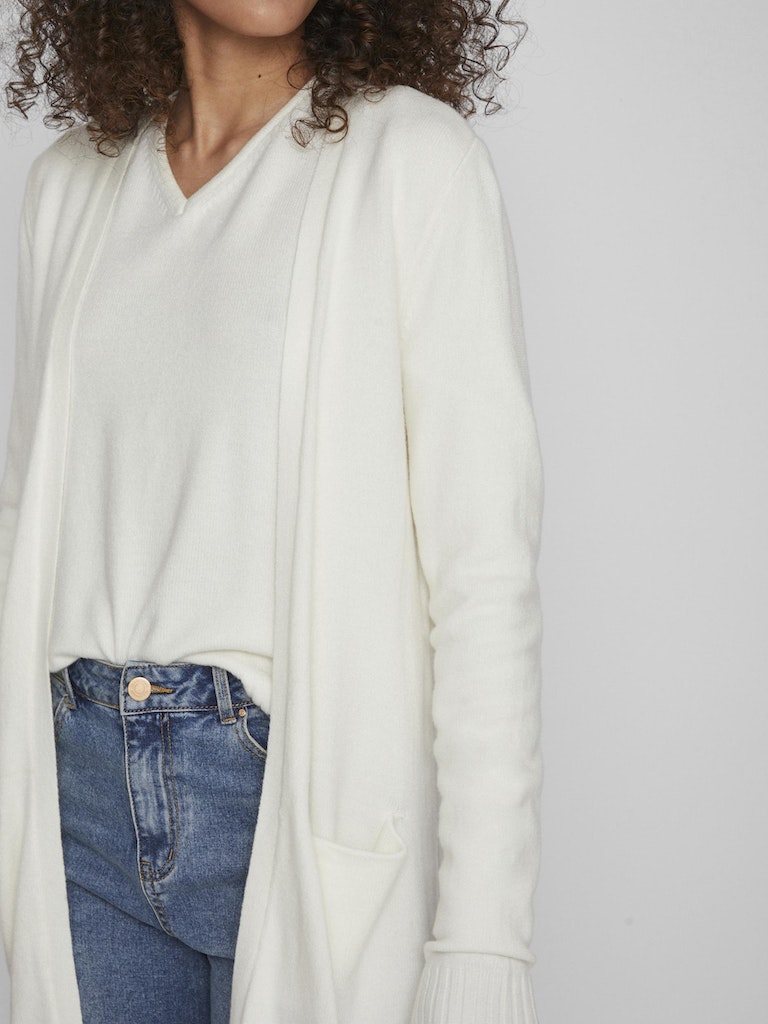 Long white outlet knit cardigan