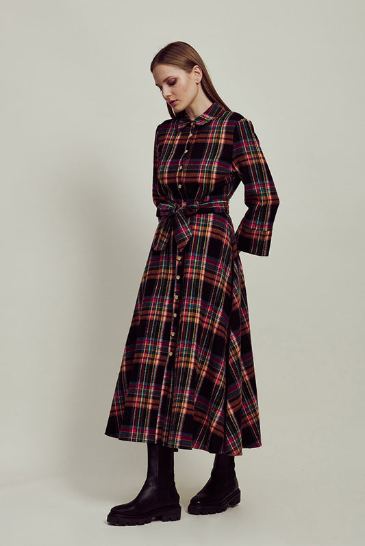 Goa Goa - Long Sleeve Tartan Dress with Belt - 082010004